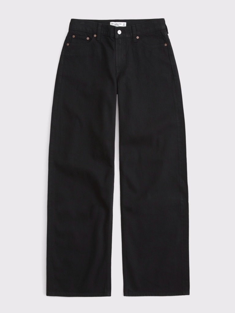 Women. Low Rise Black Wide Leg Jean. Abercrombie And Fitch.